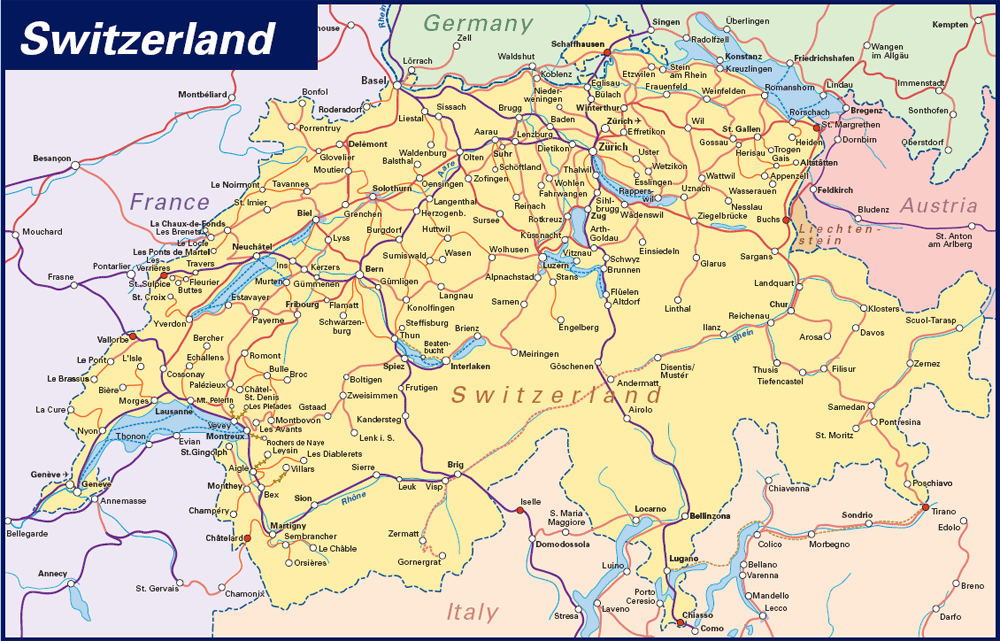Suiza y Liechtenstein - Mapas